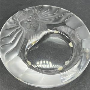 Vintage Lalique frosted crystal Tete de Lion trinket bowl/ashtray